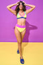 High Waisted Bikini Bottom in Yellow and Bougainvillea