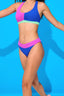 Mid Rise Bikini Bottom in Electric Blue and Bougainvillea