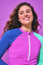 Mock Neck Rashguard in Bougainvillea Colorblock