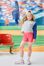 Mets Girls Colorblock Gems Raw Hem Cropped Crew in Blue