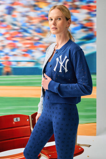 Yankees Colorblock Gems Crop Chili Cardigan