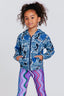 Kids Oversized Zip Hoodie in Denim Heart Patchwork