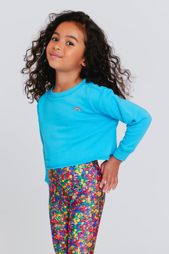 Kids Raw Hem Cropped Crew in Curacao