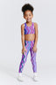 Kids Sports Bra in Purple Swirl Stripe