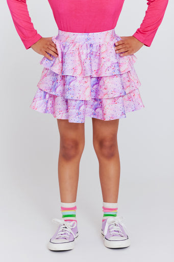 Kids Tiered Skirt in Tie Dye Frosting