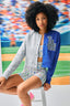 Dodgers Colorblock Gems Crop Chili Cardigan