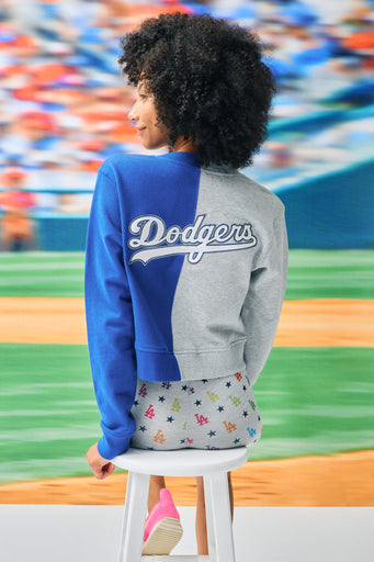 Dodgers Colorblock Gems Crop Chili Cardigan