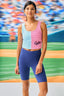 Cubs TLC Split Crop Top in Sky Blue Diagonal and Terez Pink