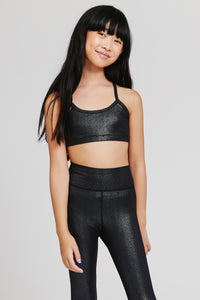 Girls TLC Foil Y-Back Bralette in Onyx Sparkle