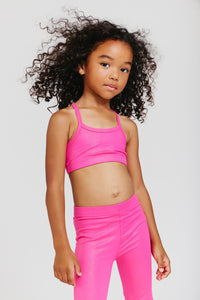 Kids TLC Y-Back Foil Bra in Terez Pink Sparkle