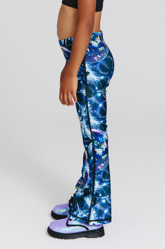 Kids Hi-Shine Flare Leggings in Disco Fever