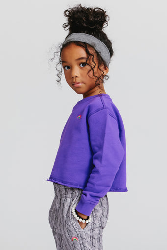 Toddler Raw Hem Cropped Crew in Labyrinth