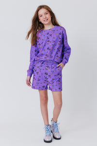 Girls Sweatshort in Purple Butterflies