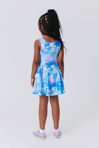 Girls Skater Dress in Cotton Candy Clouds