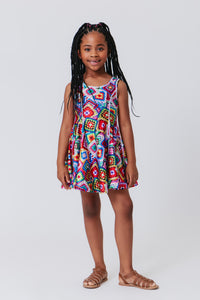 Girls Skater Dress in Granny Squares