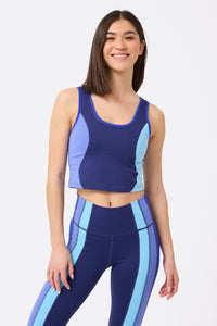 TLC Princess Seam Colorblock Crop Top in Blues