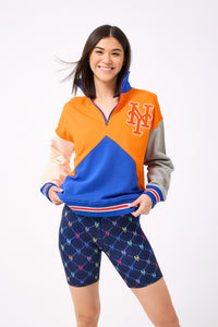 Mets Colorblock Quarter Zip Sweatshirt in Team Colors