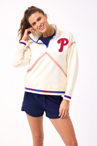 Phillies Quarter Zip with Baseball Stitch