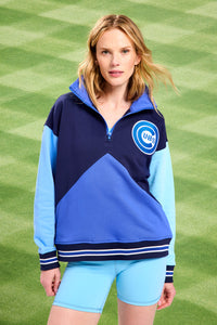 Cubs Colorblock Quarter Zip Sweatshirt in Team Colors