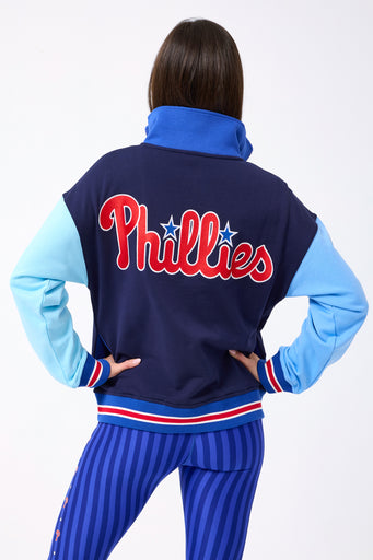 Phillies Colorblock Quarter Zip Sweatshirt in Team Colors