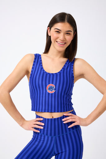 Cubs TLC Crop Top in Electric Blue Chalk Stripe