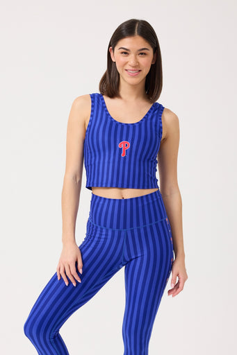 Phillies TLC Crop Top in Electric Blue Chalk Stripe