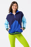 Colorblock Quarter Zip Sweatshirt in Navy, Electric Blue and Cotton Candy