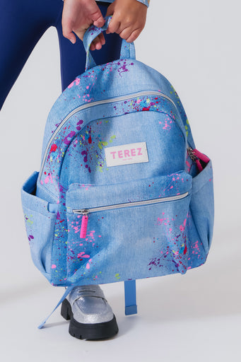 Backpack in Denim Paint Splatter