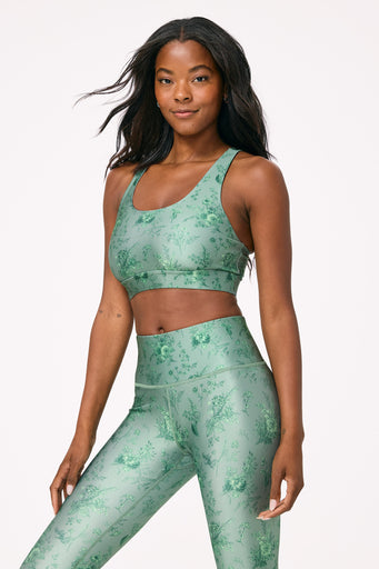 Hi-Shine Sports Bra in Sage Toile