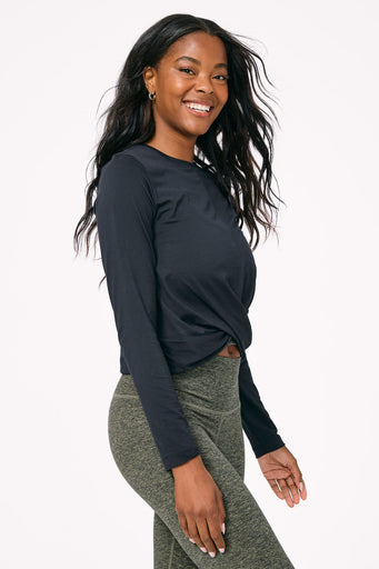 WorkIt Twist Front Long Sleeve in Black