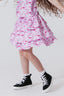 Girls Hi-Shine Tiered Skirt in Pink Bows