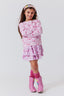 Girls Hi-Shine Tiered Skirt in Pink Bows