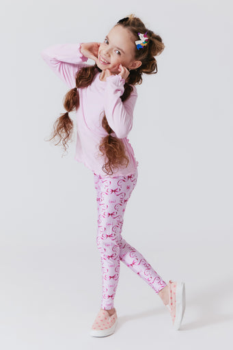 Girls Lettuce Edge Long Sleeve Tee in Rose