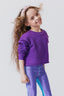 Girls Raw Hem Cropped Crew in Provence Lavender