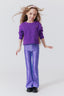 Girls Raw Hem Cropped Crew in Provence Lavender