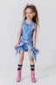 Girls Leotard in Denim Paint Splatter