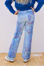 Girls Twill Pant in Denim Paint Splatter