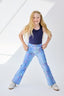 Girls Twill Pant in Denim Paint Splatter