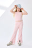 Girls Rib Split Flare Pant in Rose