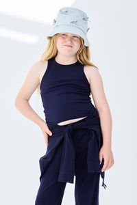 Girls Rib Tank in Navy