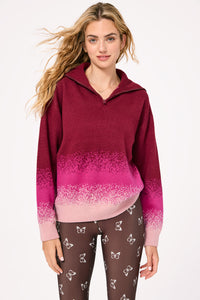 Ombre Quarter Zip Sweater in Bordeaux