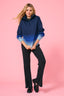 Ombre Quarter Zip Sweater in Navy