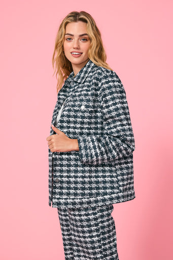 Twill Rhinestone Jacket in Houndstooth