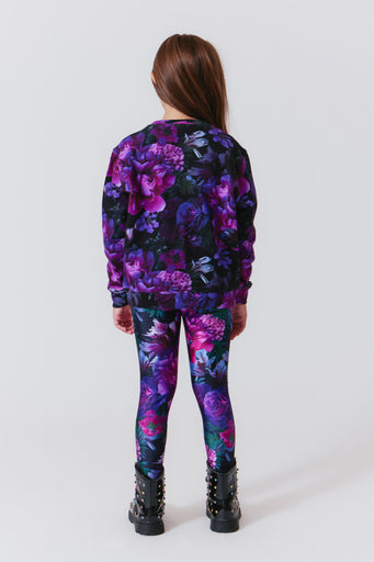 Girls Crew in Floral Noir