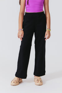 Girls Heart-Seamed Wide Leg Pant in Black