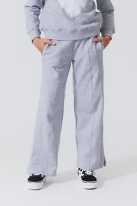 Girls Heart-Seamed Wide Leg Pant in Grey