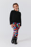 Girls Hi-Shine Leggings in Black Rainbow Macaroons