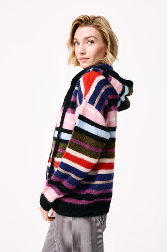 Full Zip Sweater in Bright Stripe