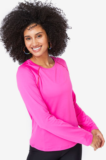 WorkIt Long Sleeve Tee in Terez Pink