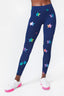 UpLift Leggings in Navy Rainbow Star Foil with Tall Band